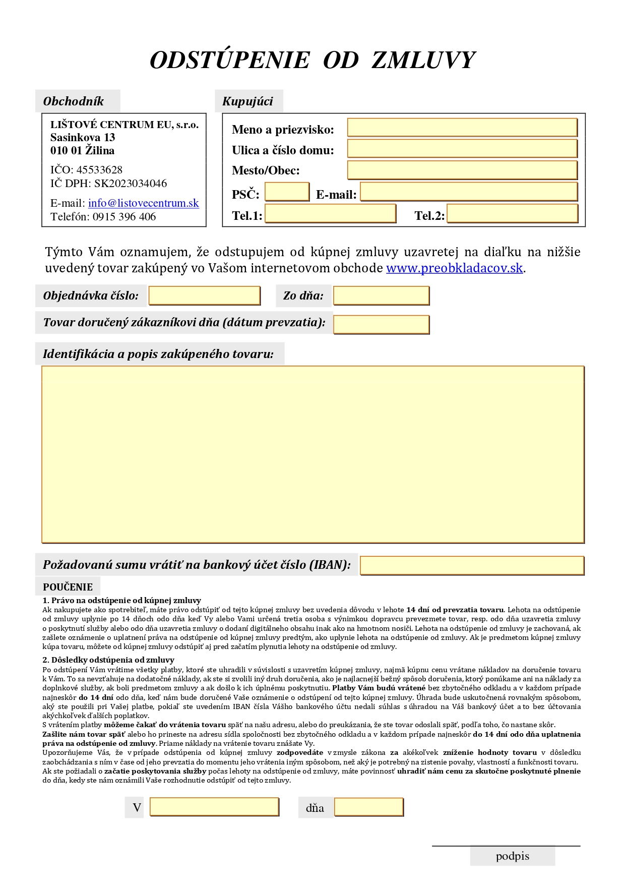 Odstupenie od zmluvy