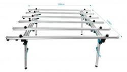 Hlinkov pracovn stl 1,8  1,4 m, sklpacie nohy, monos spojenia dvoch stolov (3,6 m)
